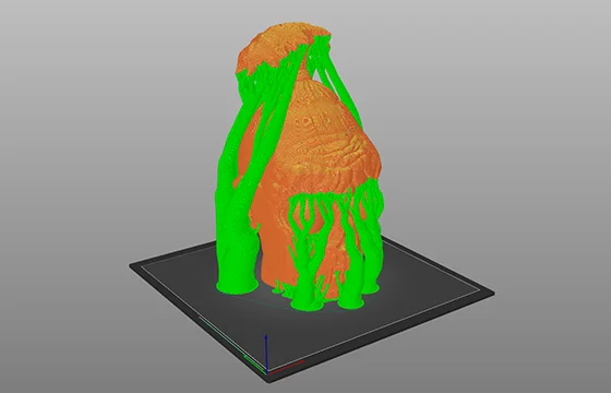 Support structure comparison — before and after optimization