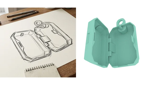Electronics enclosure prototype developed from a hand sketch for 3D printing